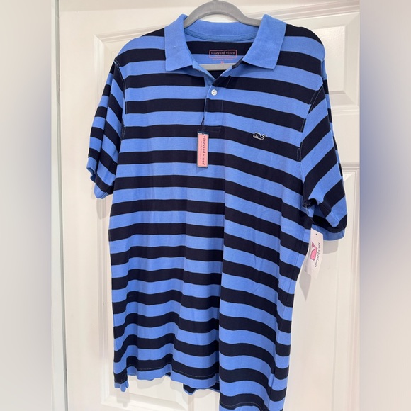 Vineyard Vines Blue Striped Men’s Polo XL NWT - Picture 1 of 3